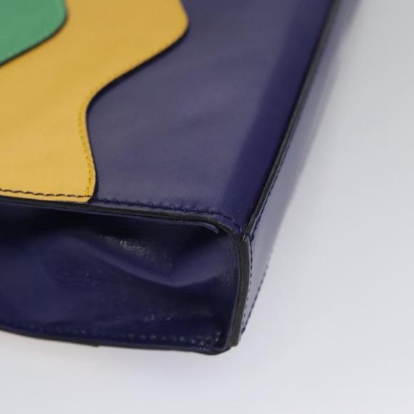 CELINE Chain Shoulder Bag Leather Multicolor Gold Auth BD096A - Picture 8 of 16